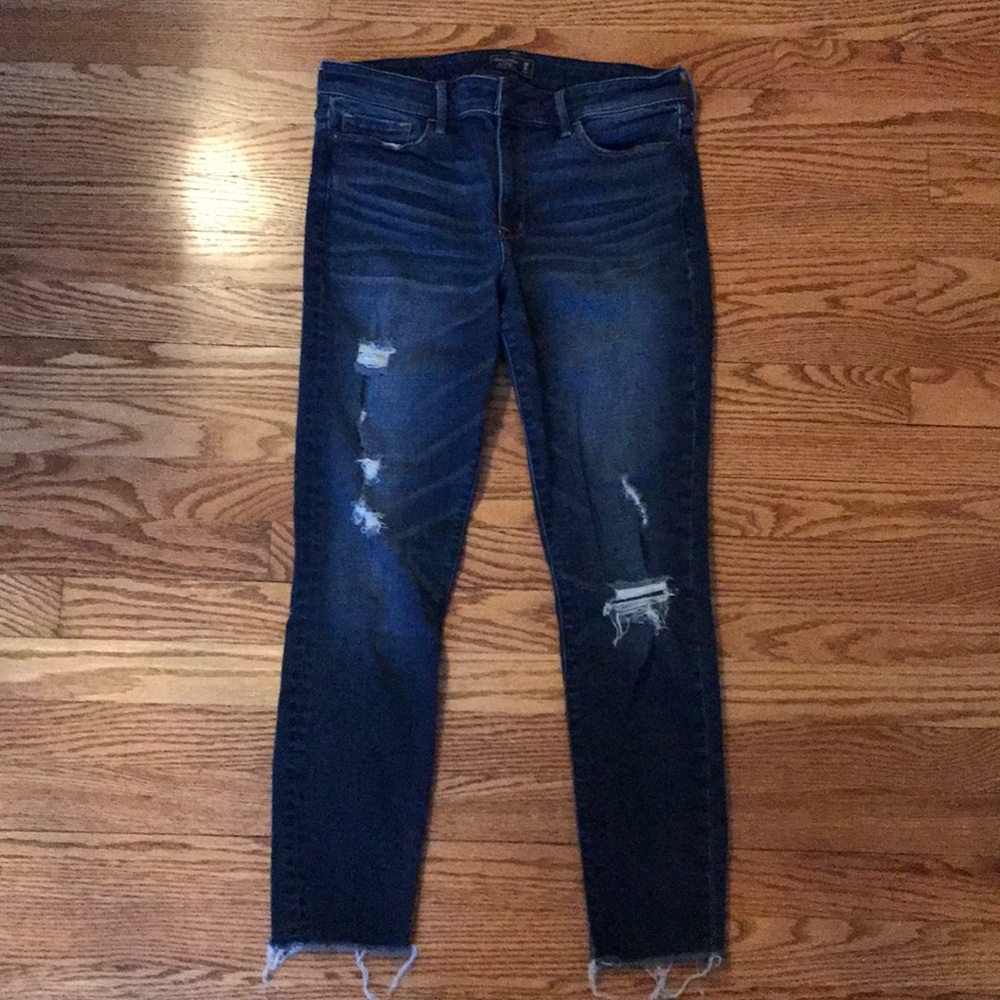 Abercrombie & Fitch Dark Wash Ripped Jeans